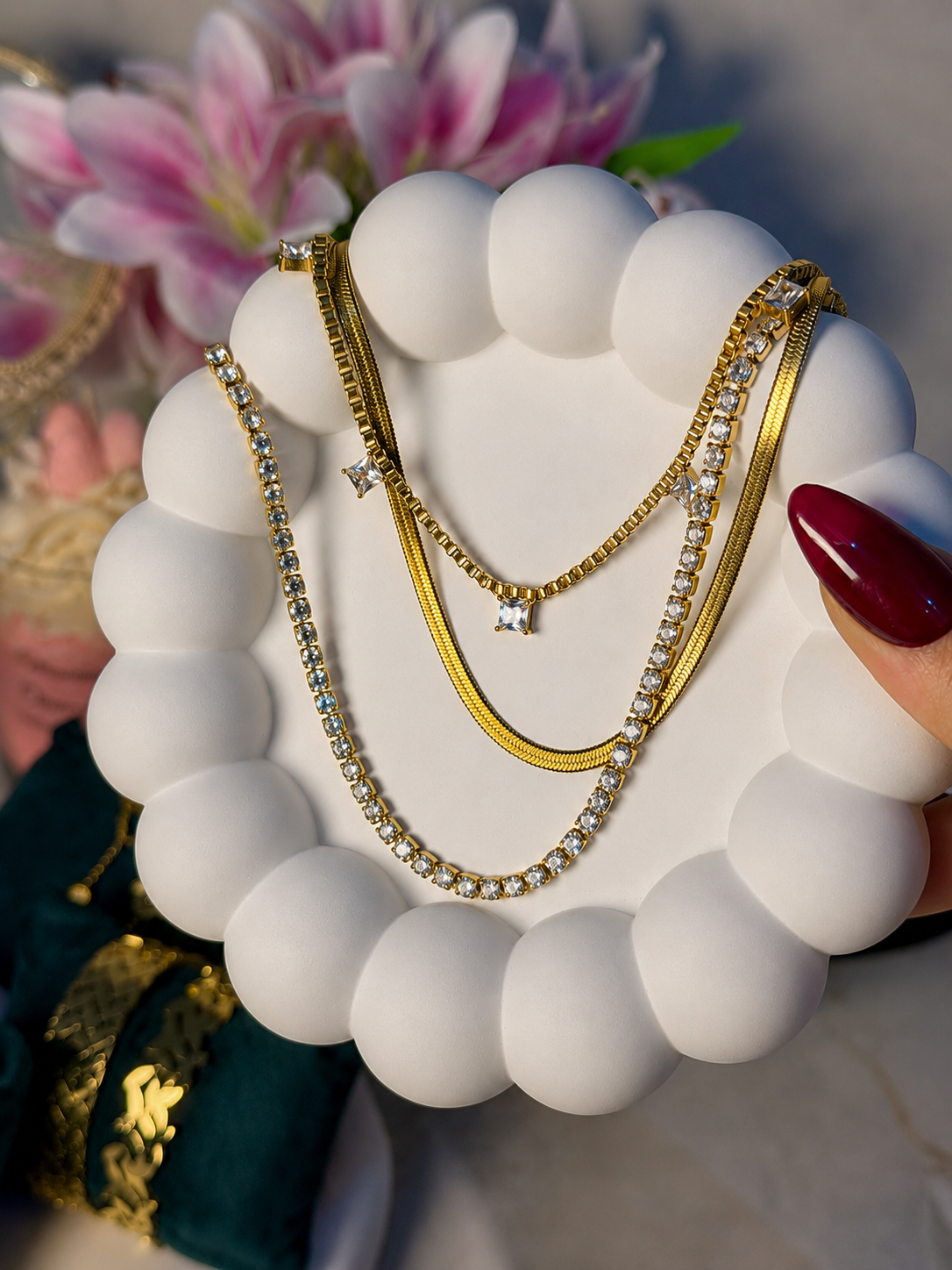 3-Layered Gold Statement Necklace