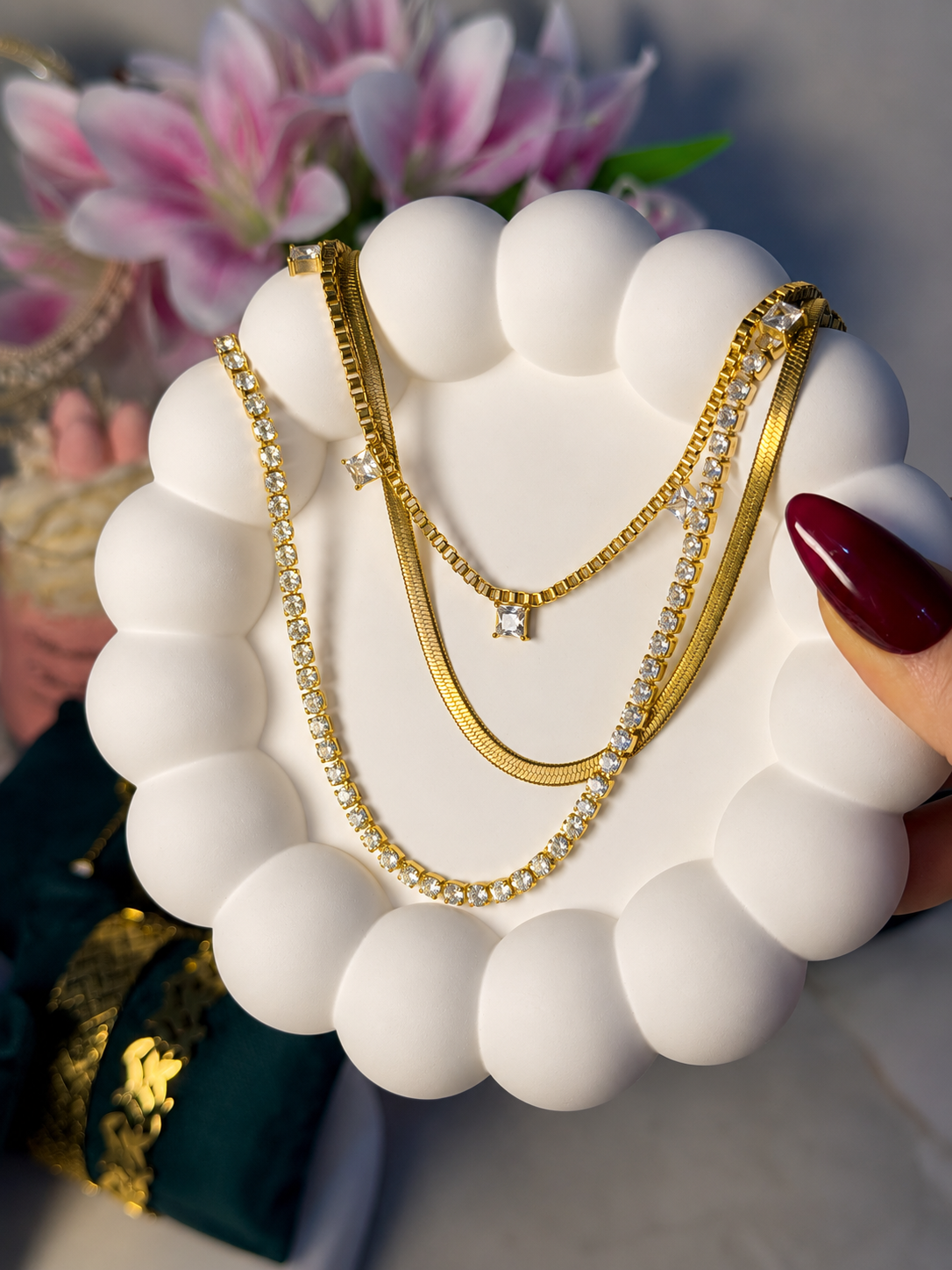 3-Layered Gold Statement Necklace