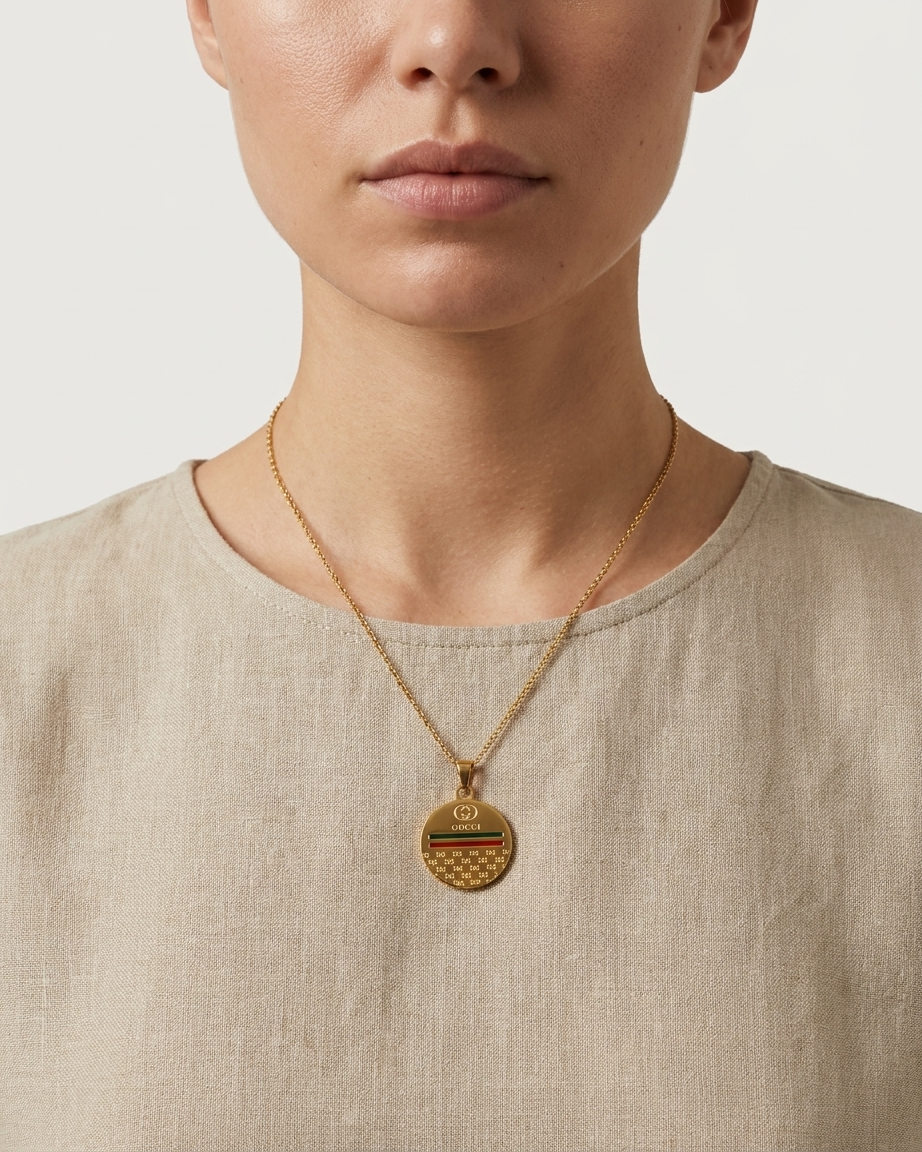 Red & Green Inspired Coin Pendant Necklace