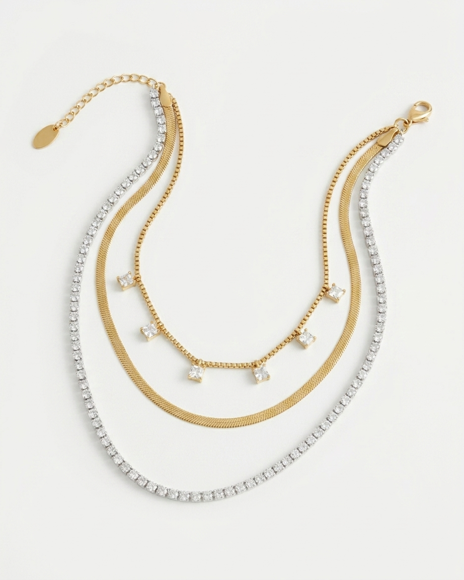 3-Layered Gold Statement Necklace