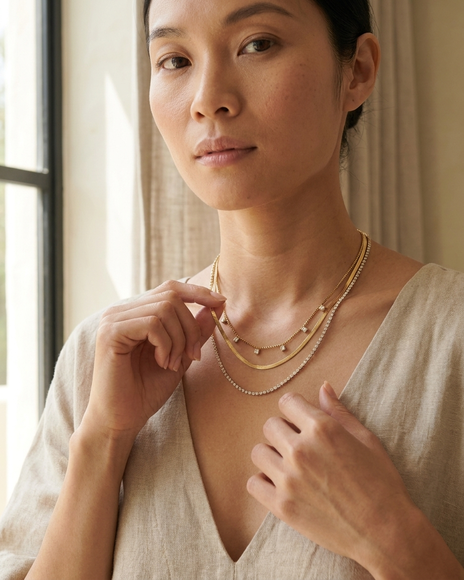 3-Layered Gold Statement Necklace