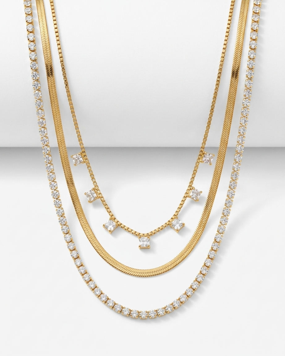 3-Layered Gold Statement Necklace